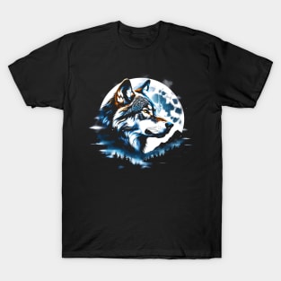 Wolf head at night fantasy art T-Shirt